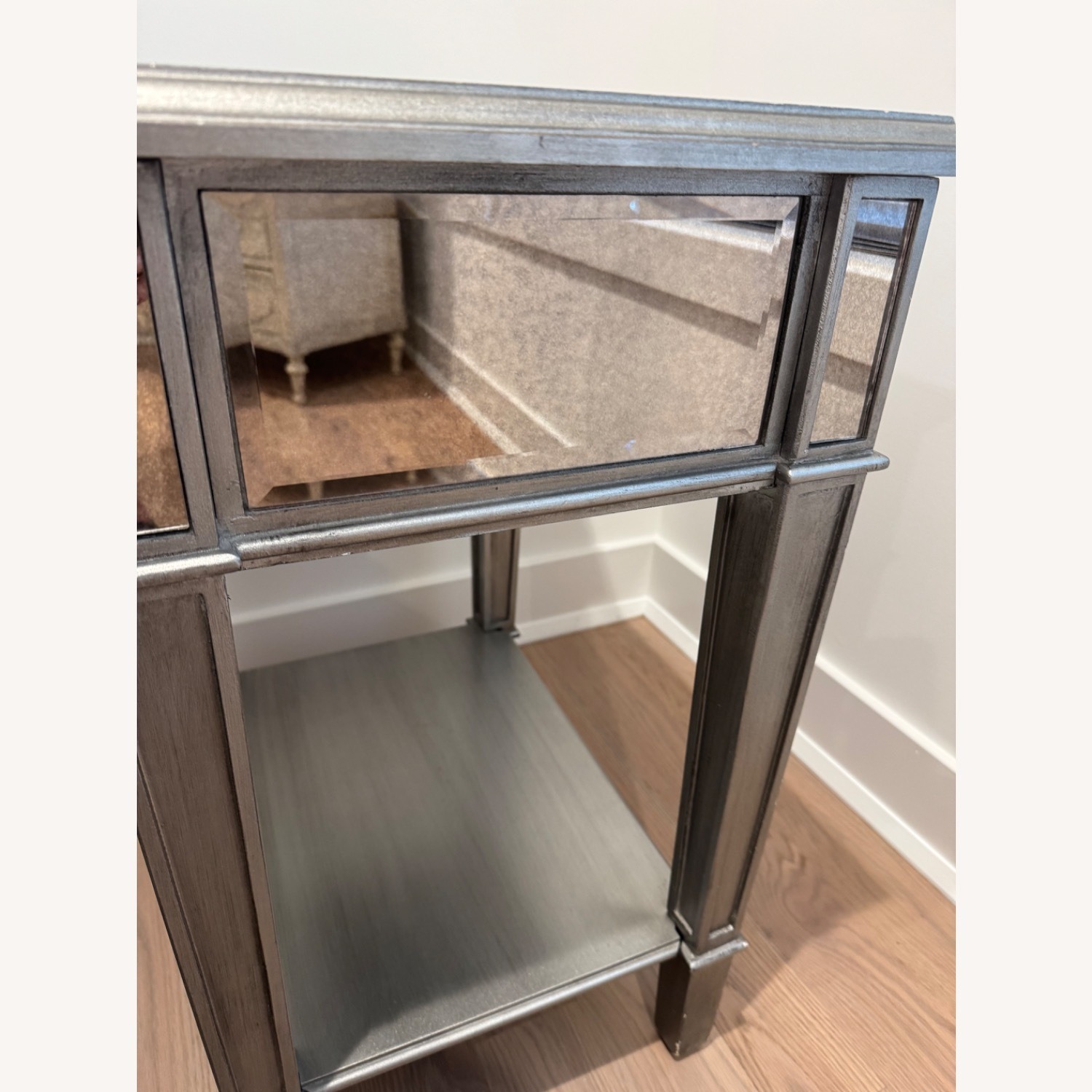 Pier 1 Imports Silver Mirrored Glass Side Table - image-1