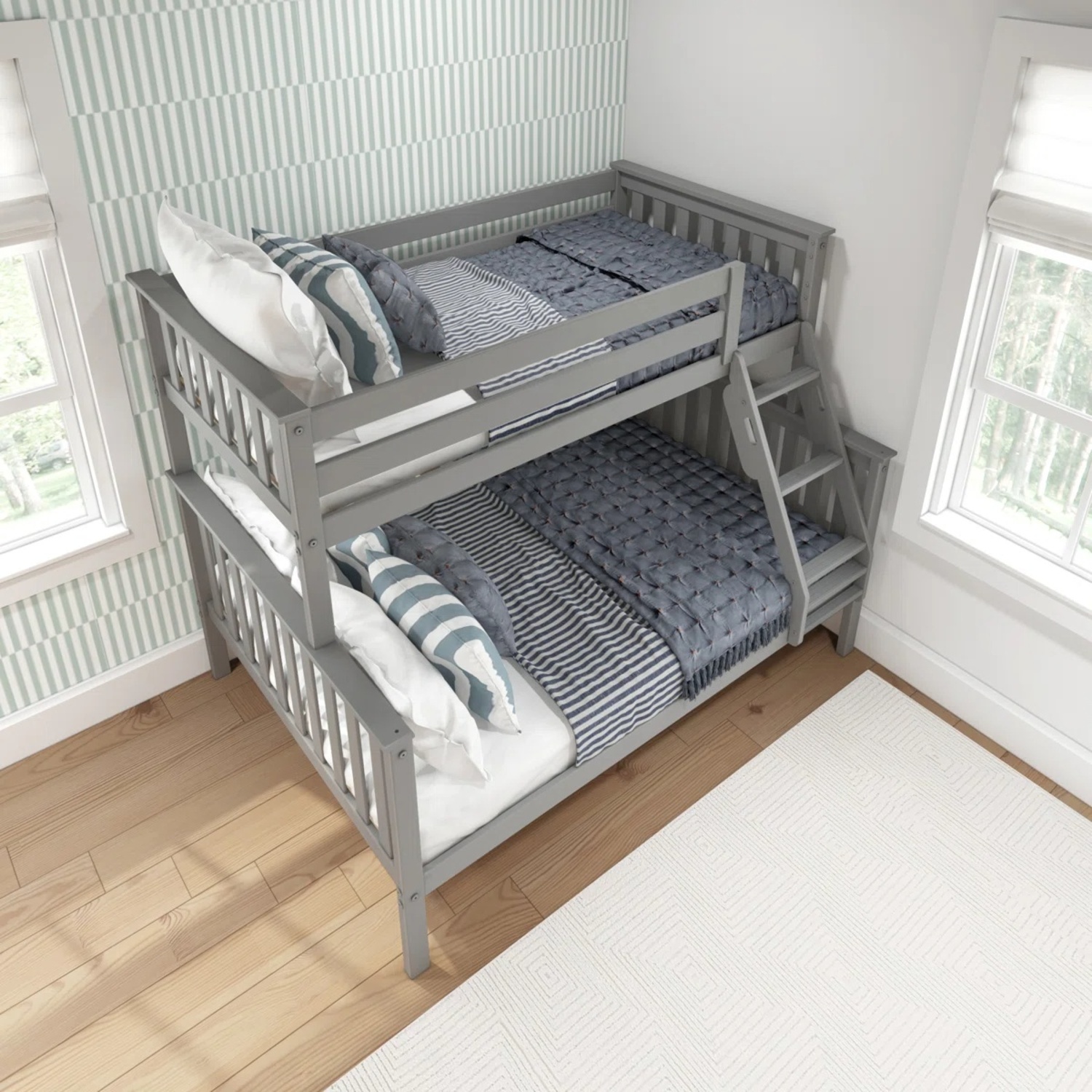 Wayfair Bolles Light Gray Wood Bunk Bed - image-4