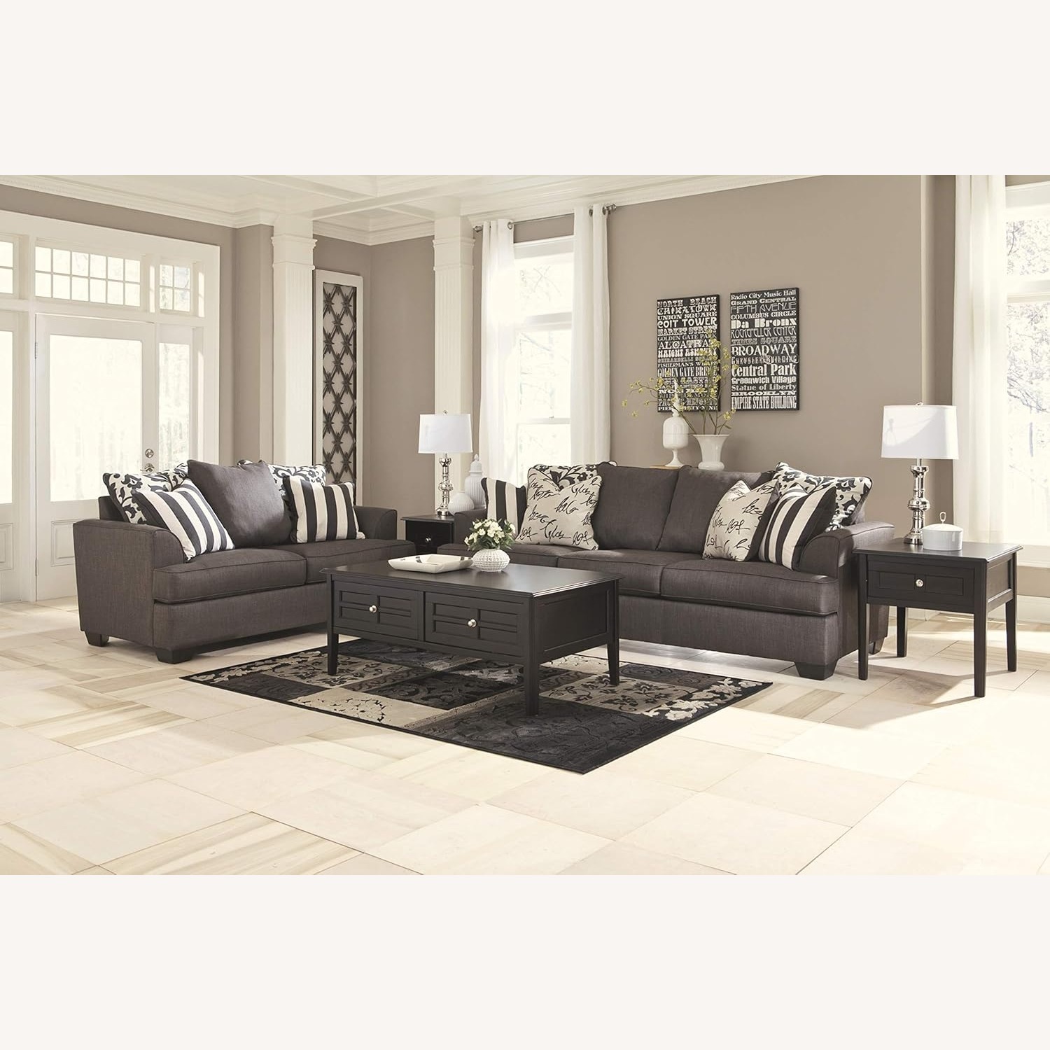 Ashley Furniture Dark Gray Fabric Sleeper Sofa - image-1