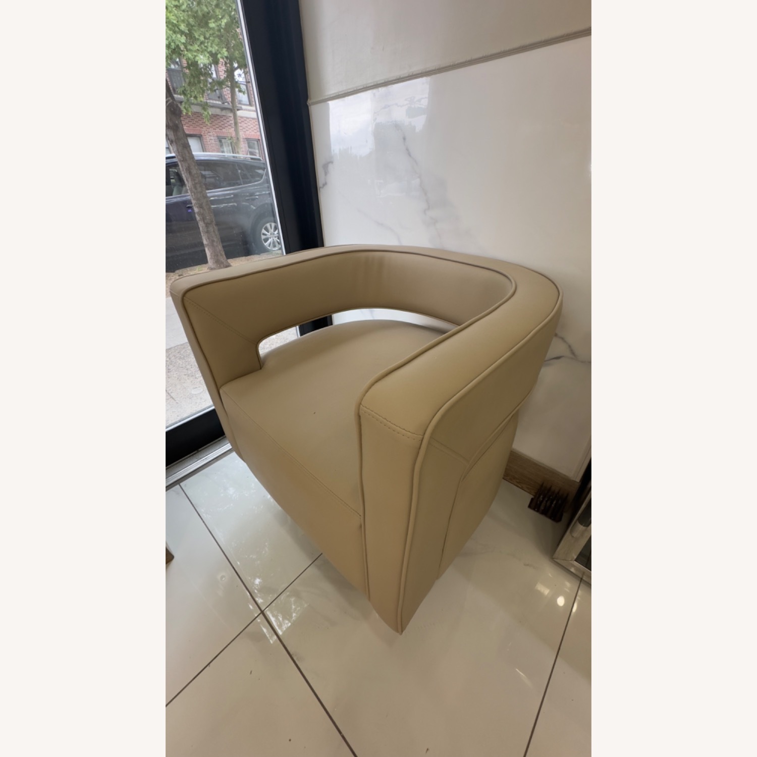 Gold Leather Accent Chairs - image-1