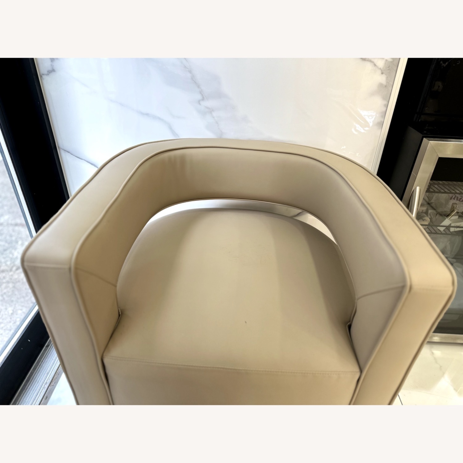 Gold Leather Accent Chairs - image-3