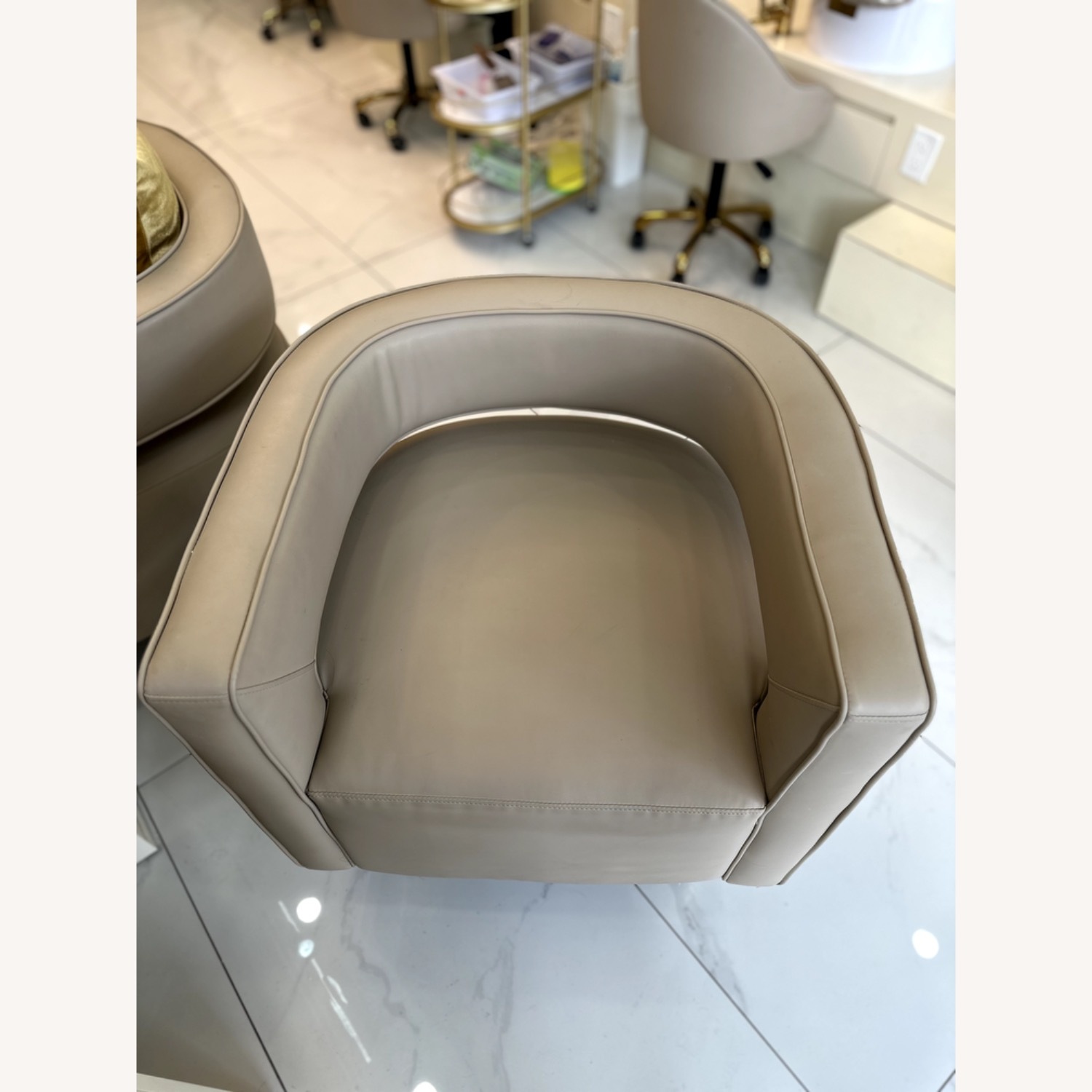 Gold Leather Accent Chairs - image-5