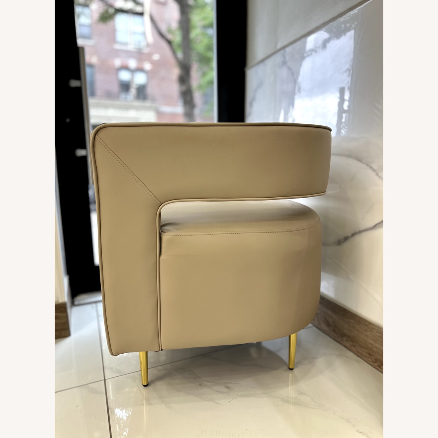 Gold Leather Accent Chairs - image-2