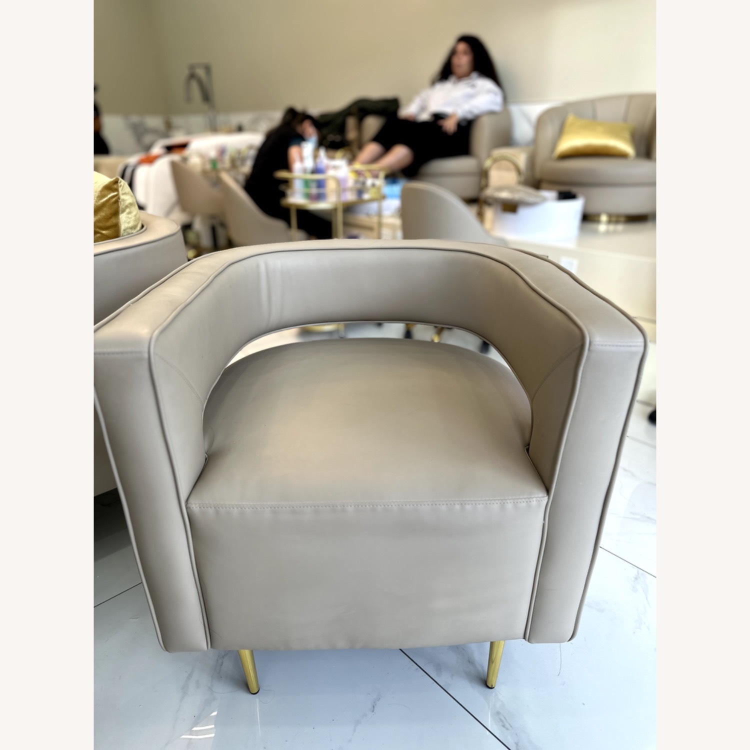 Gold Leather Accent Chairs - image-4