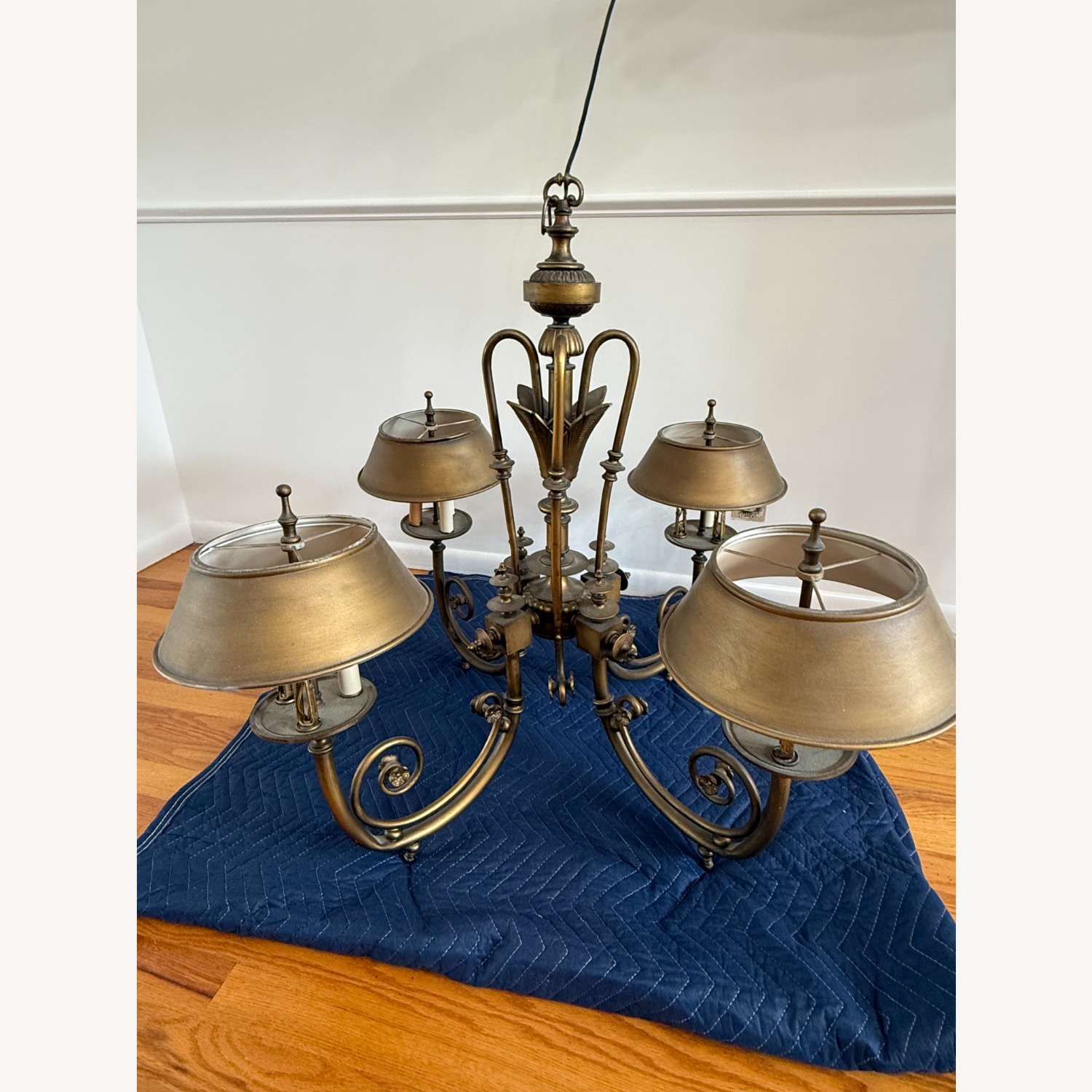 Vintage/Antique Gold Metal Ceiling Lamp - image-1