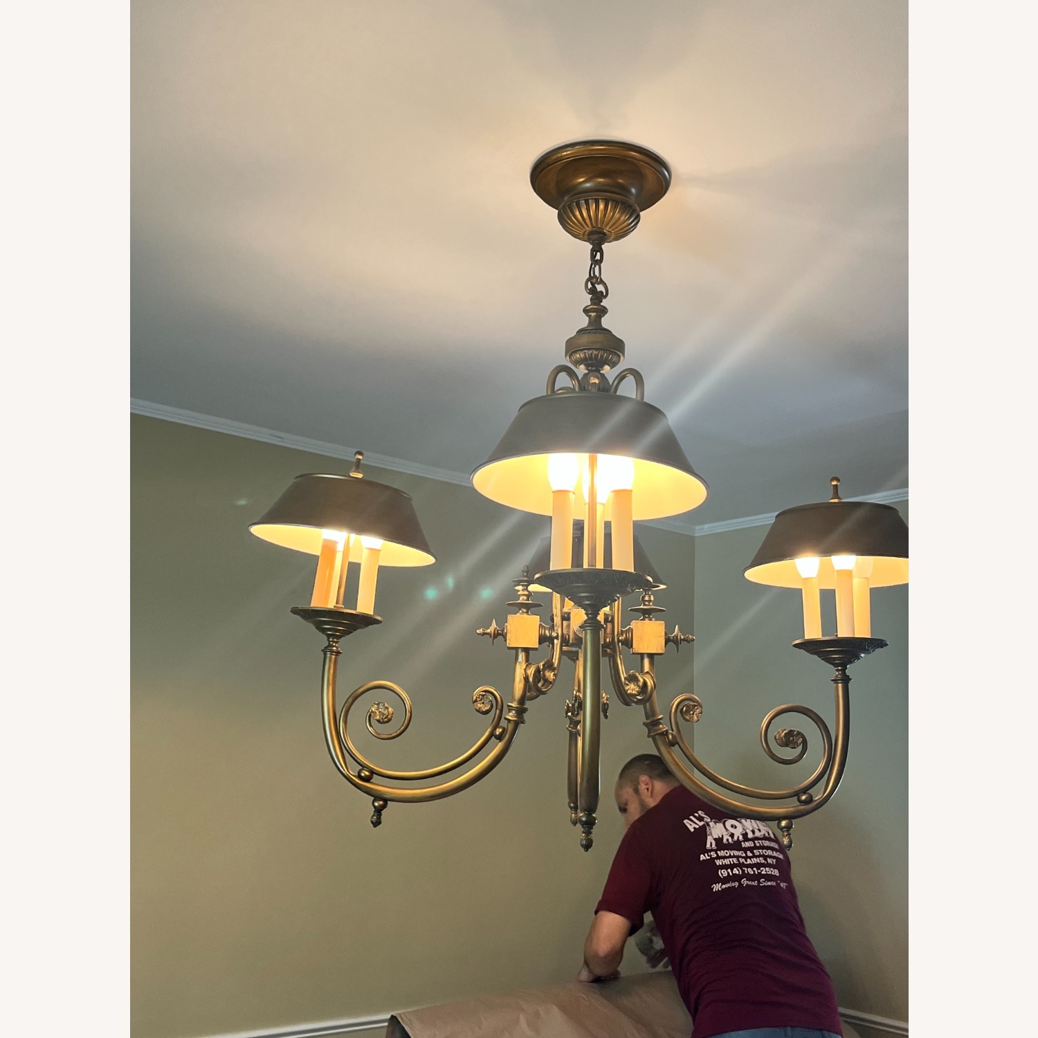 Vintage/Antique Gold Metal Ceiling Lamp - image-2