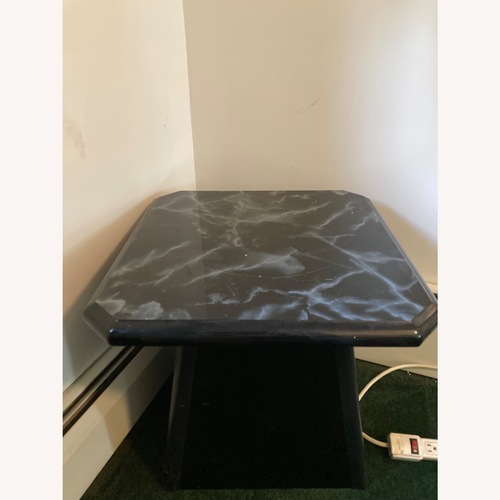 Used Raymour & Flanigan Dark Gray Marble Side Tables for sale on AptDeco