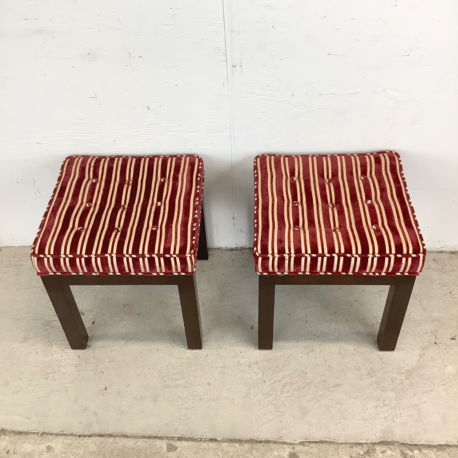 Pair of Mid-Century Modern Tufted Footstools - image-2