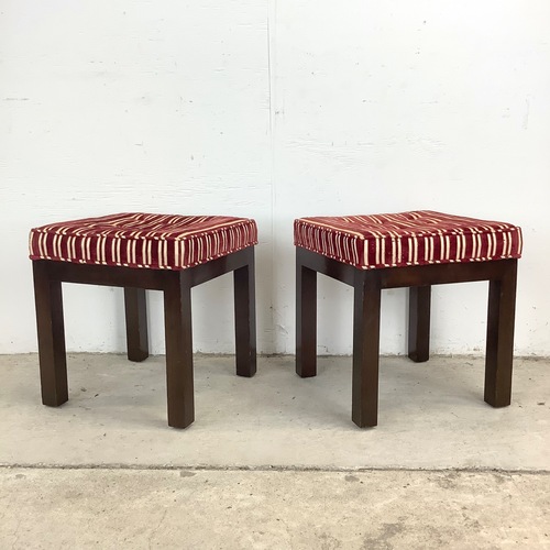 Used Pair of Mid-Century Modern Tufted Footstools for sale on AptDeco