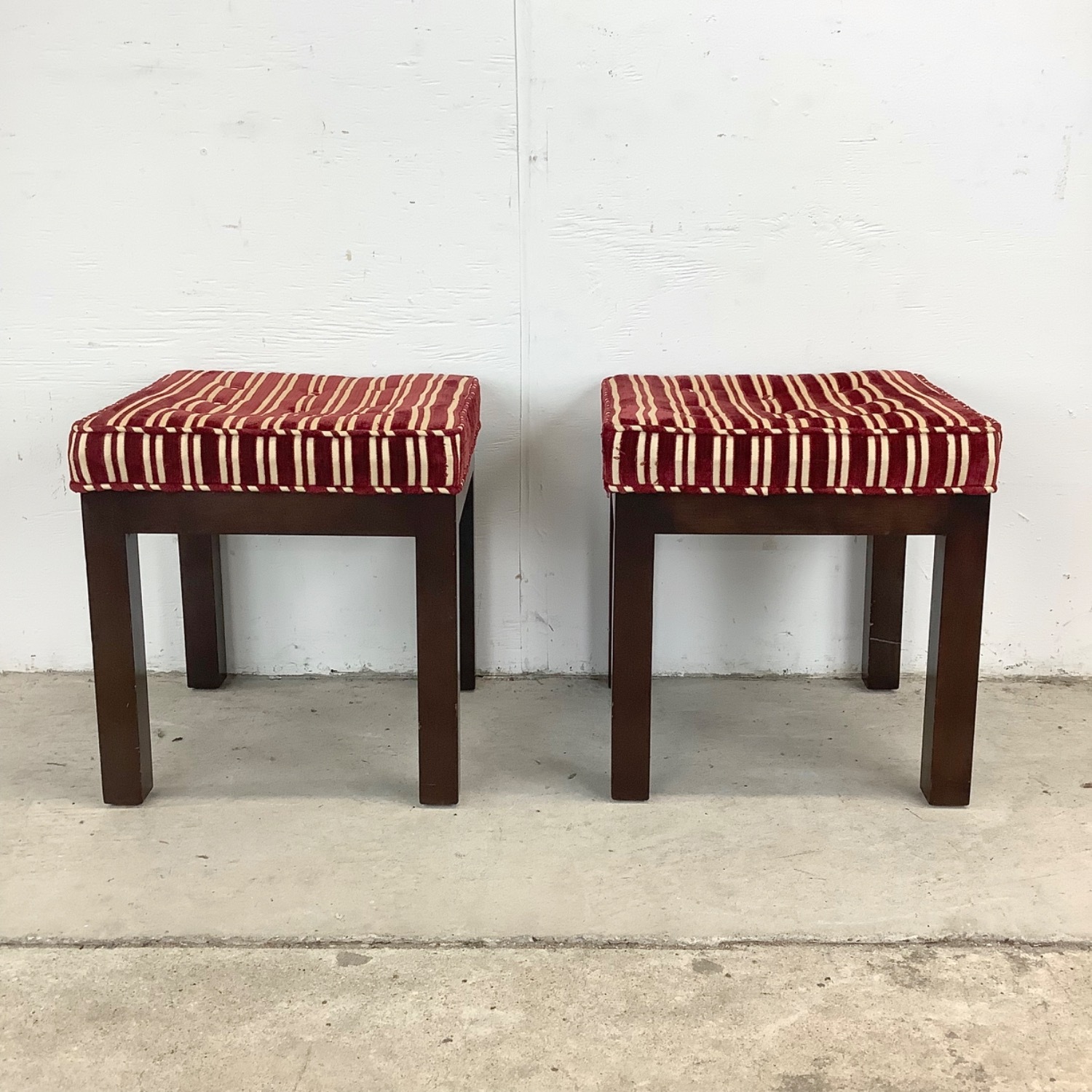 Pair of Mid-Century Modern Tufted Footstools - image-15