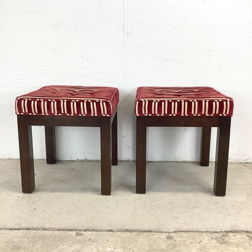 Used Pair of Mid-Century Modern Tufted Footstools for sale on AptDeco