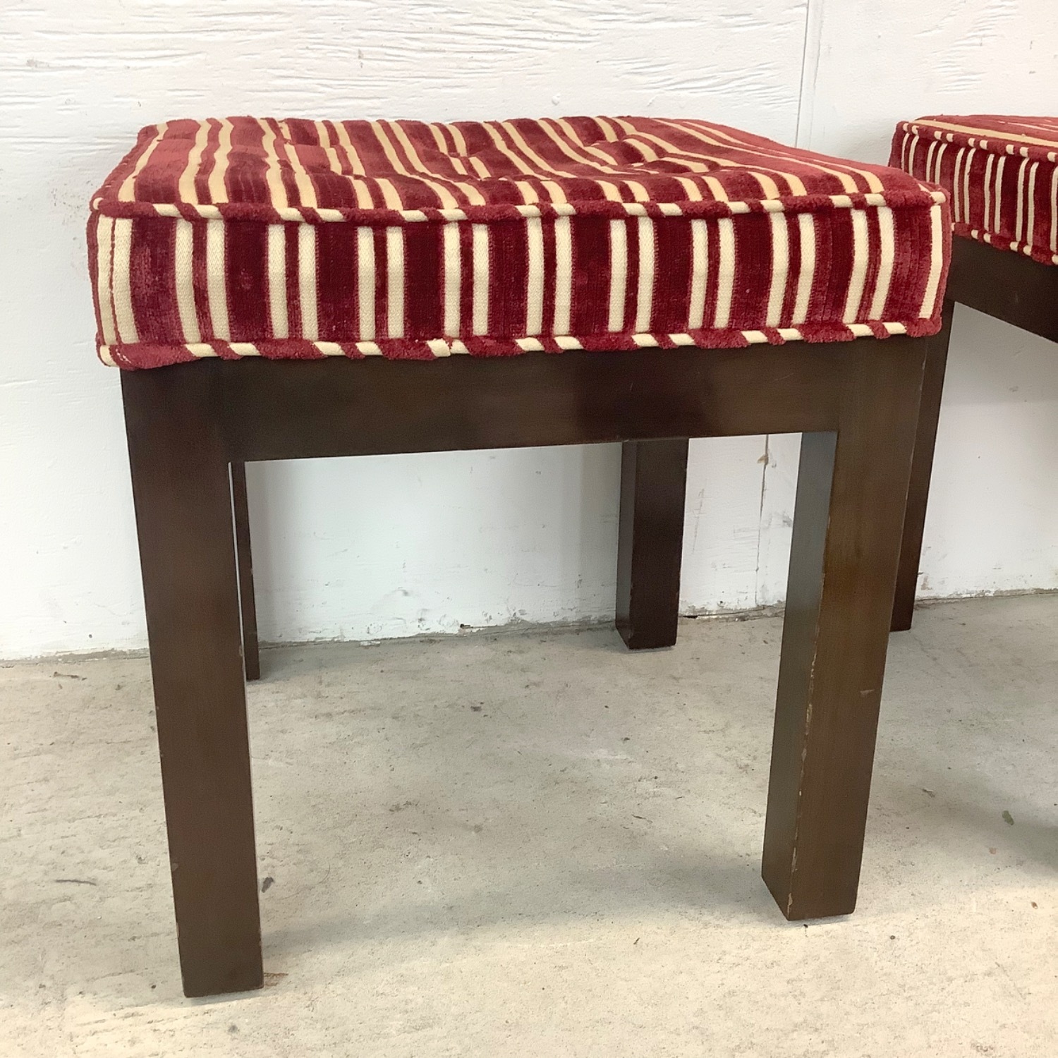 Pair of Mid-Century Modern Tufted Footstools - image-7