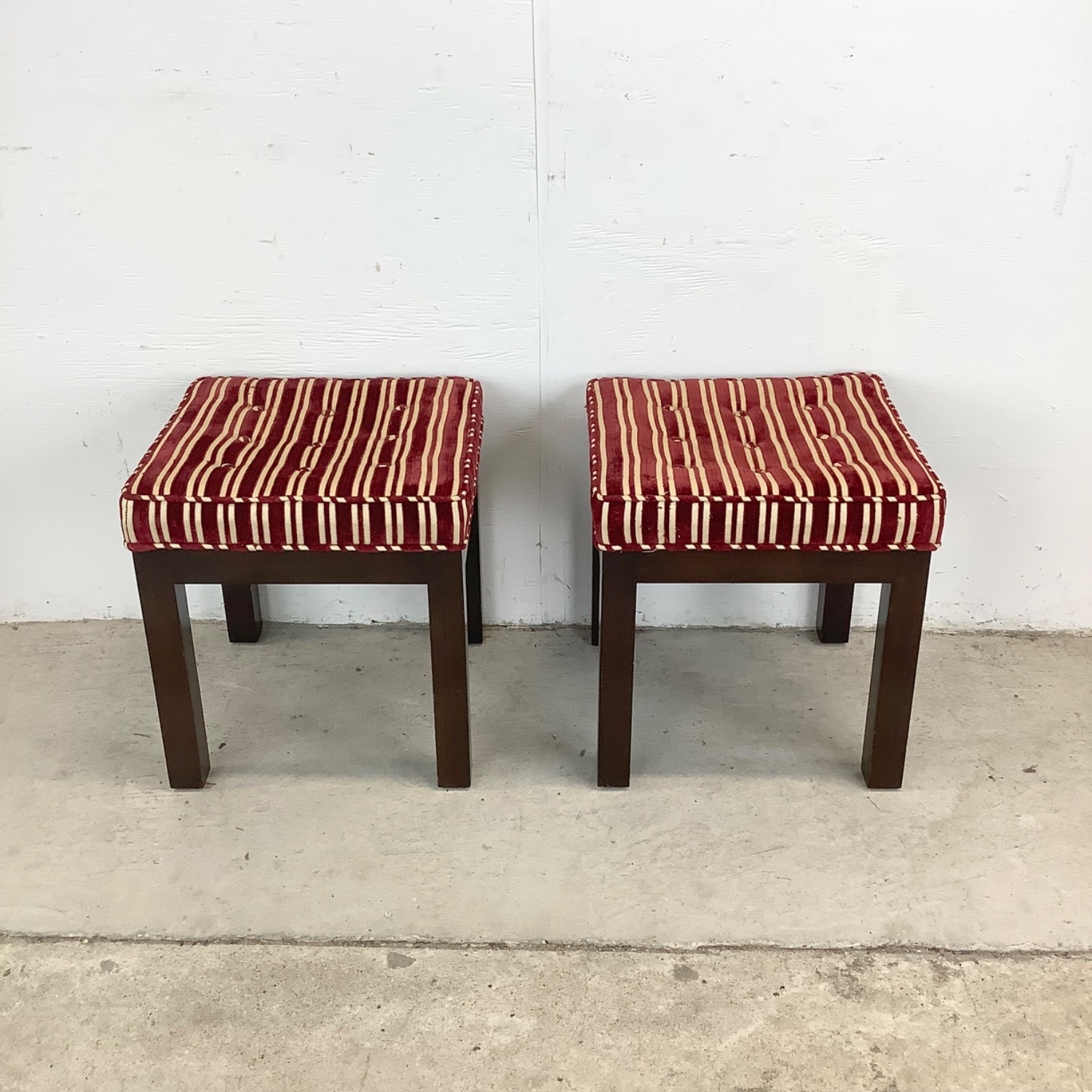 Pair of Mid-Century Modern Tufted Footstools - image-5