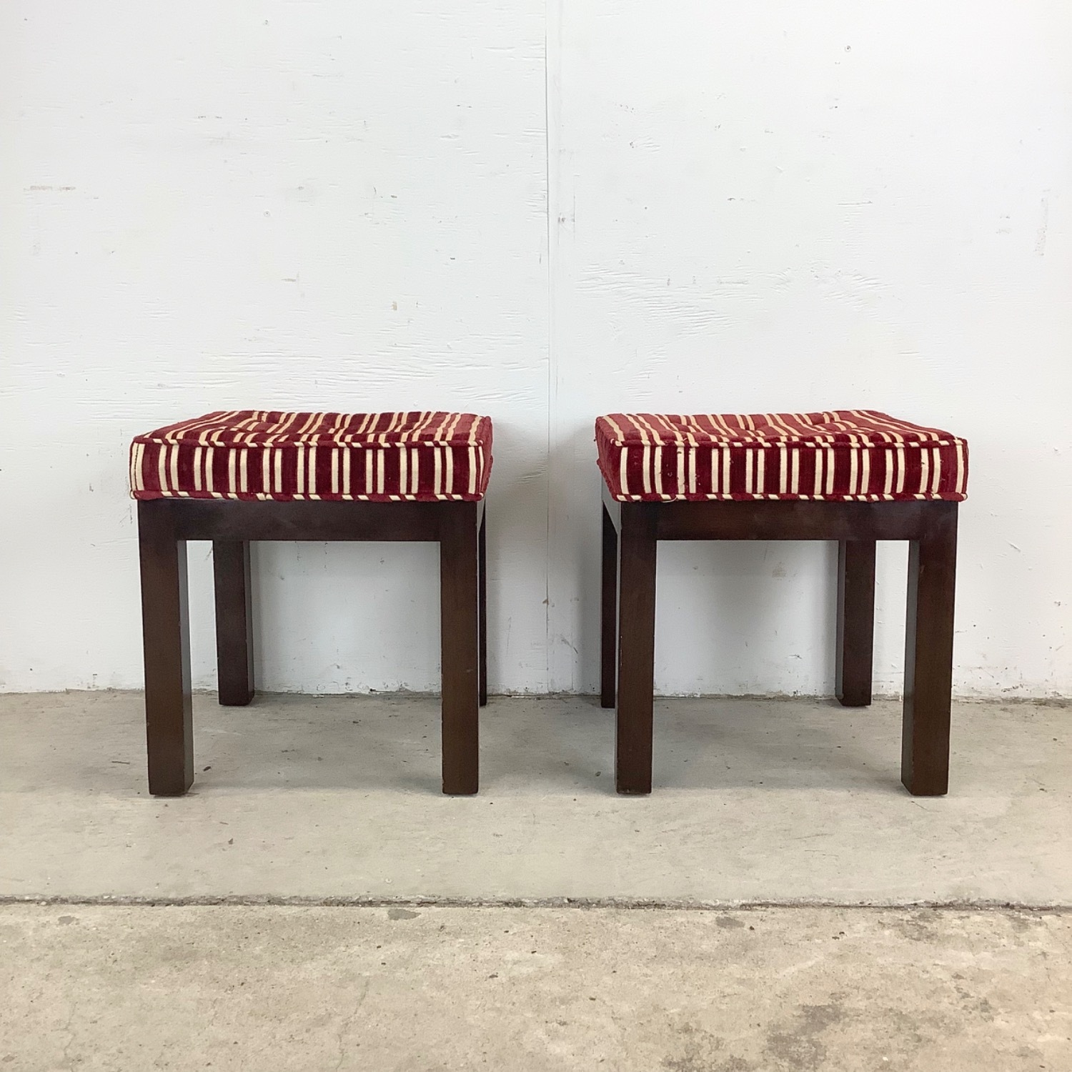 Pair of Mid-Century Modern Tufted Footstools - image-6