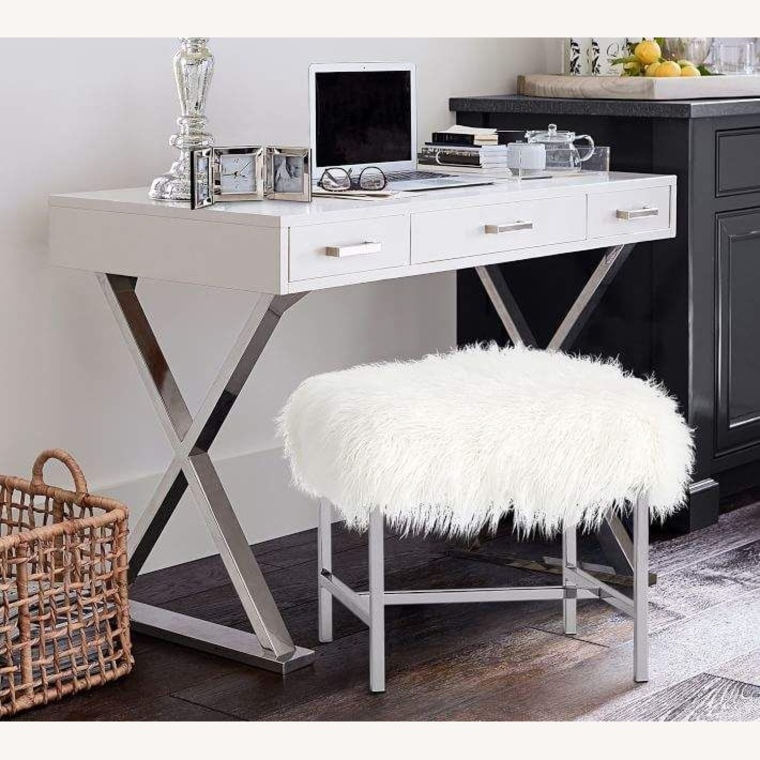 Pottery Barn Ava White Wood Desk - image-0