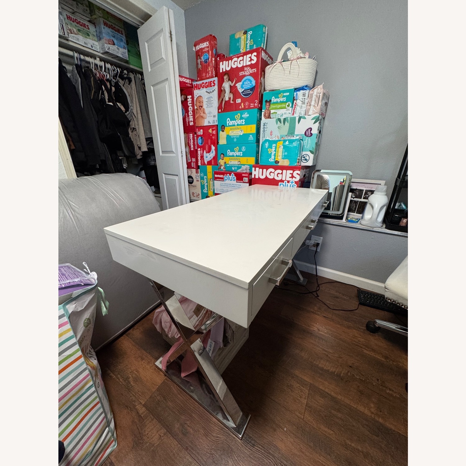 Pottery Barn Ava White Wood Desk - image-3