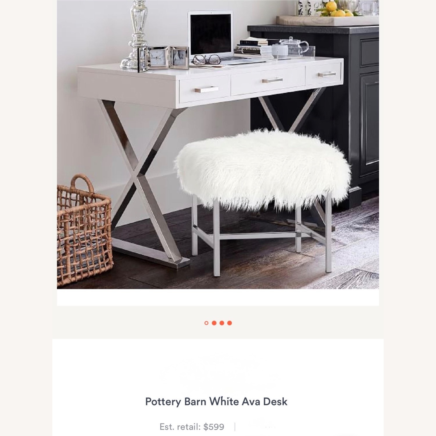 Pottery Barn Ava White Wood Desk - image-1