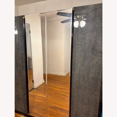 Used Raymour & Flanigan Dark Gray Wood Armoire for sale on AptDeco