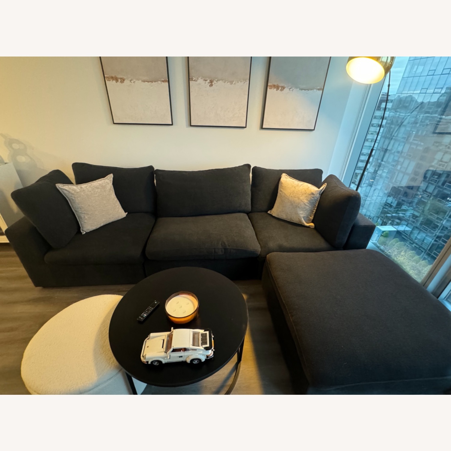 Bed Bath & Beyond Black Fabric 3+ Piece Sectional - image-1