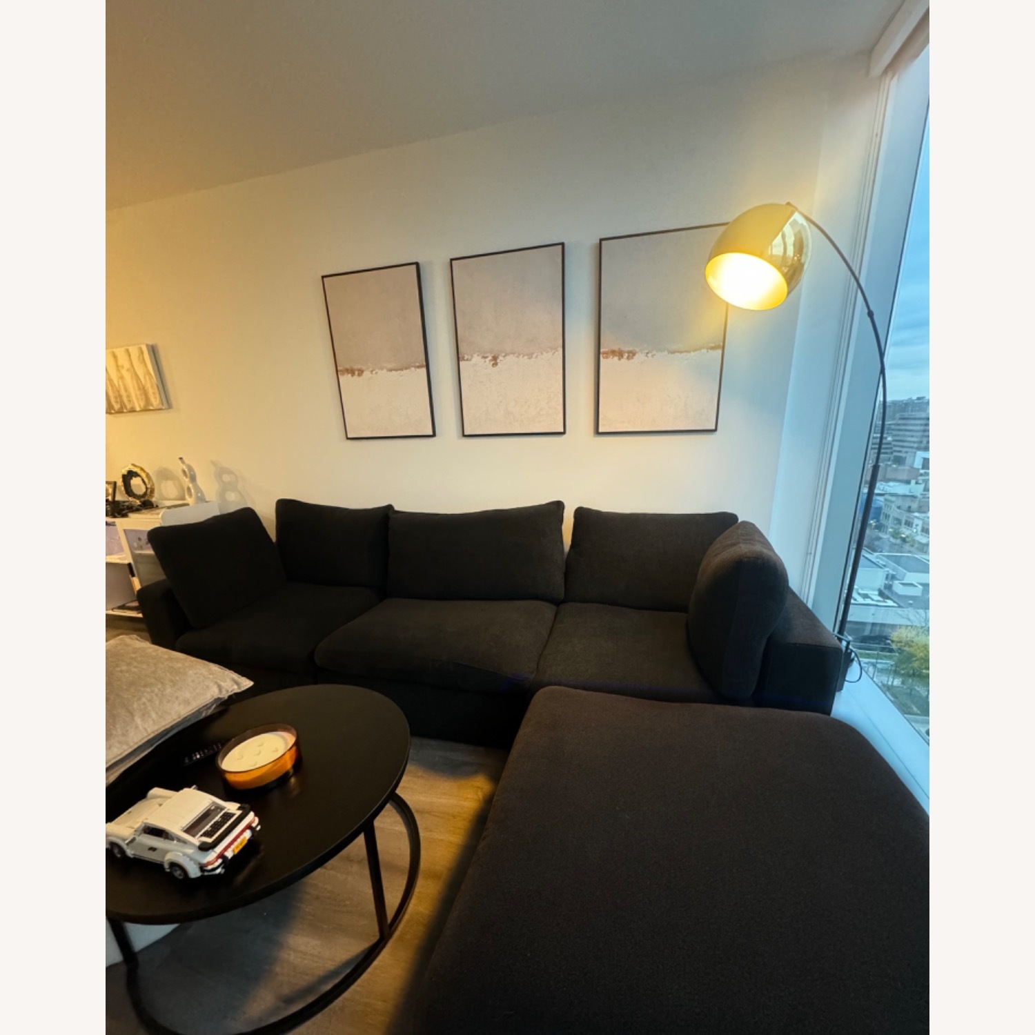 Bed Bath & Beyond Black Fabric 3+ Piece Sectional - image-3