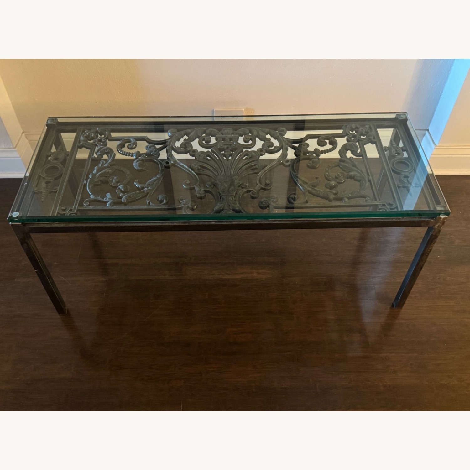 Taylor Custom Made Metal Coffee Table with Glass Top - image-1