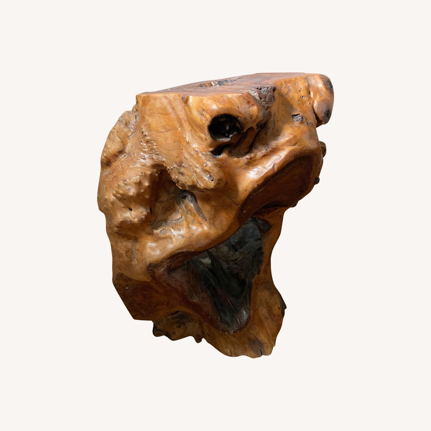 Vintage/Antique Natural Wood Side Table - image-0