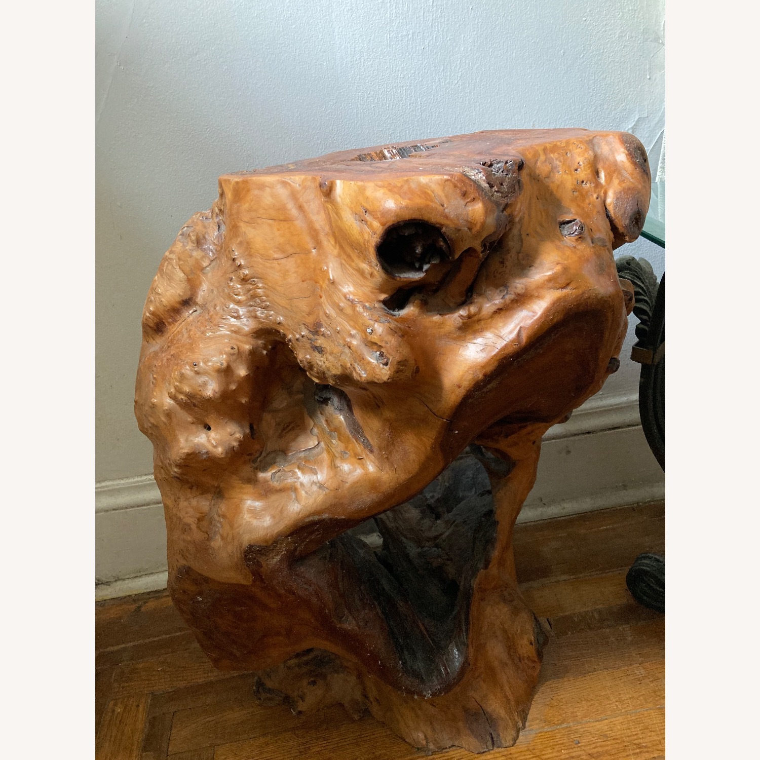 Vintage/Antique Natural Wood Side Table - image-1