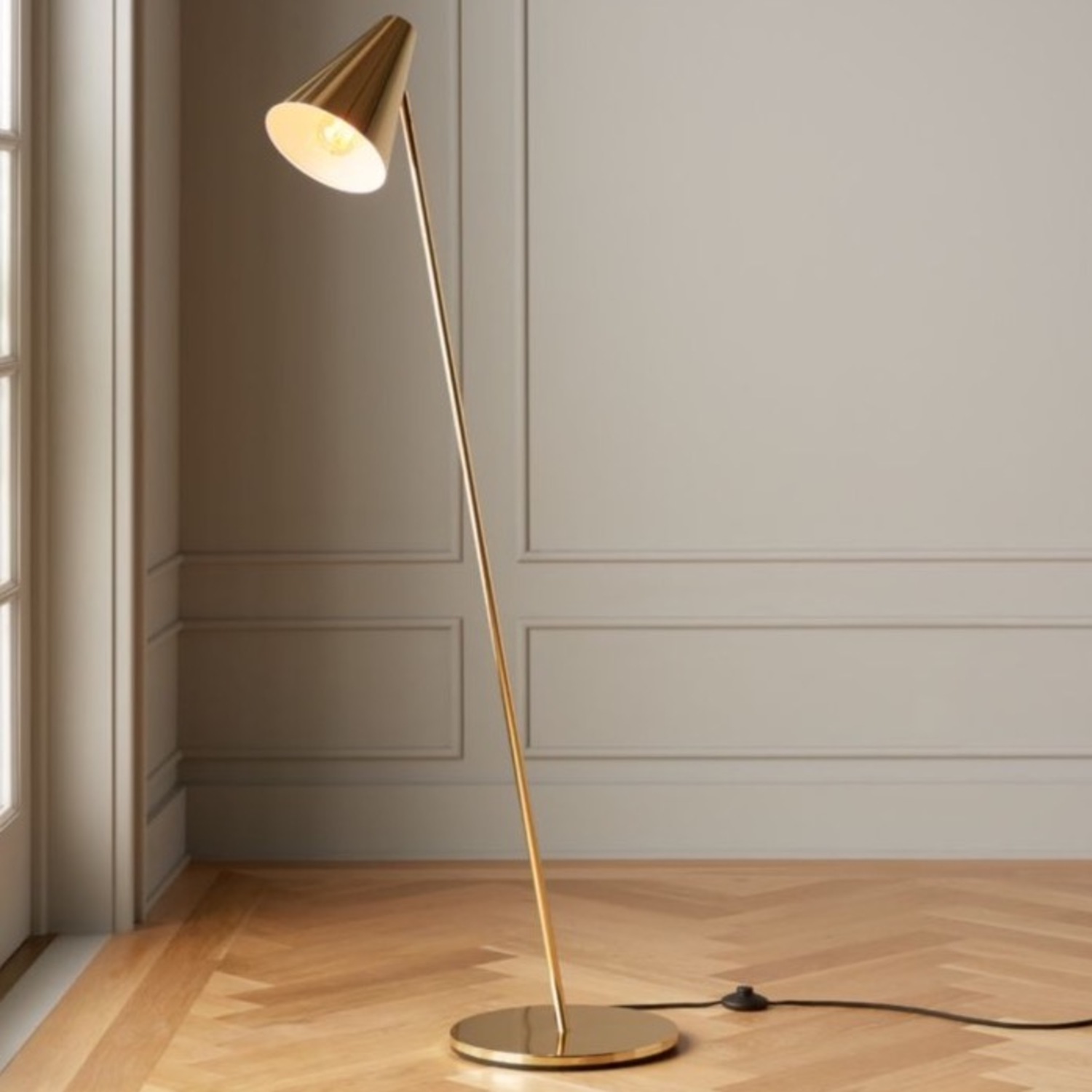 CB2 Gold Brass Floor Lamp - image-0