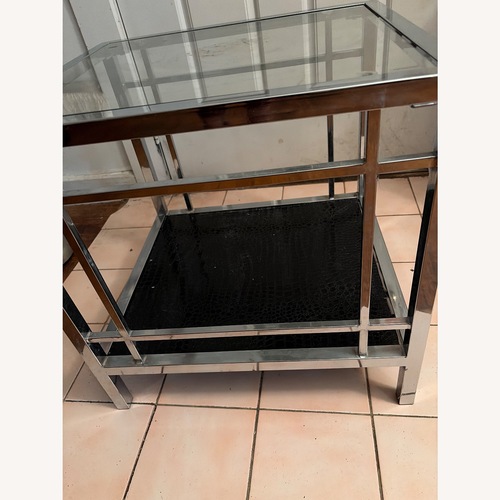 Used Ashley Furniture White Glass Side Table for sale on AptDeco