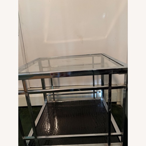 Used Ashley Furniture White Glass Side Table for sale on AptDeco