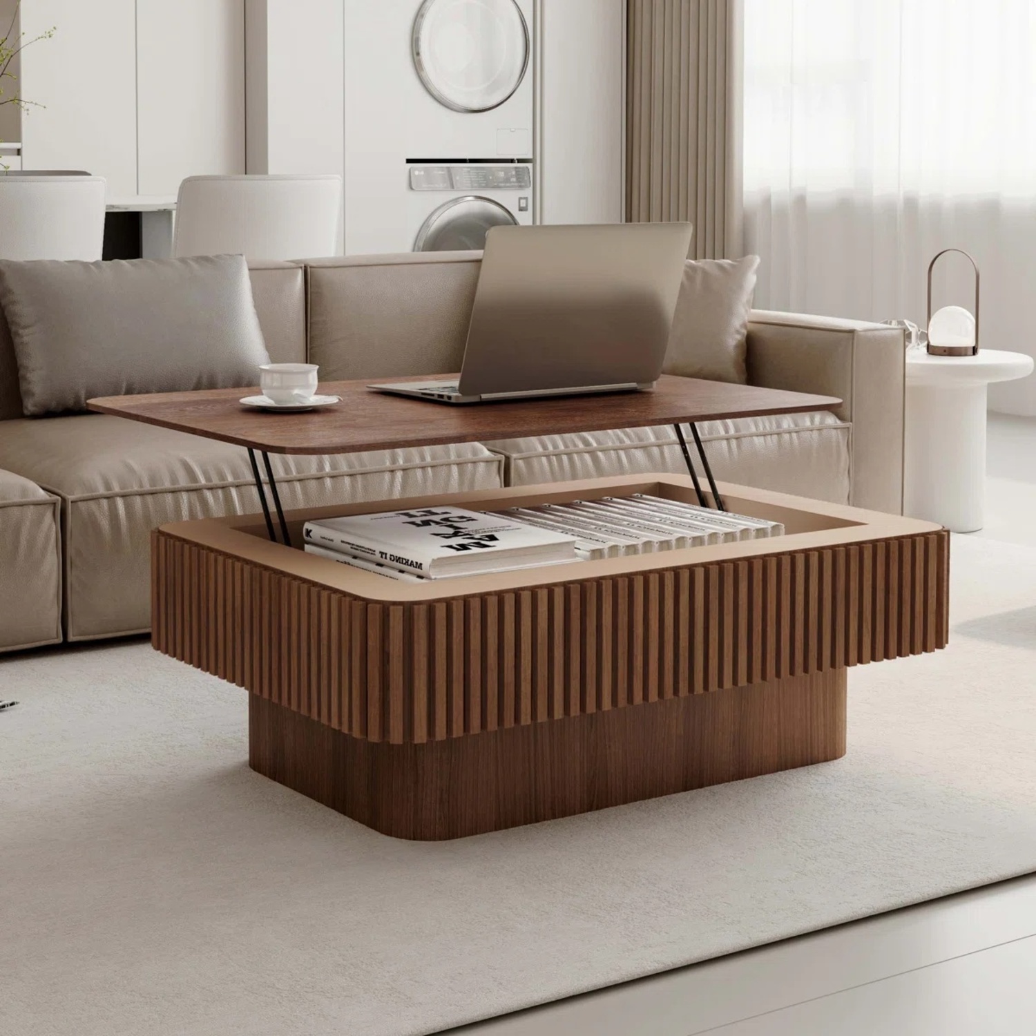 Fluted Lift-Top Coffee Table - image-5