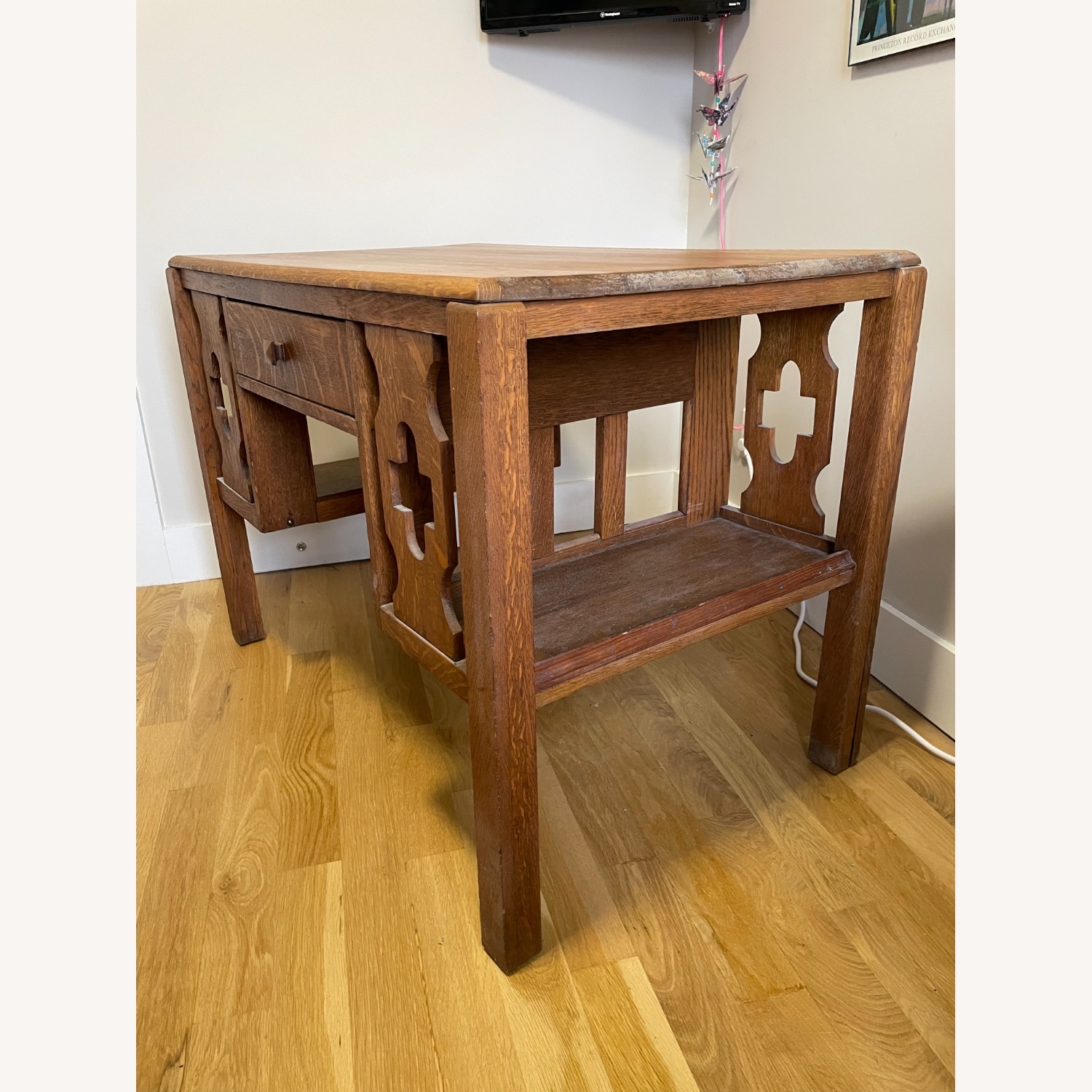 Antique Solid Oak Mission Desk or Library Table - image-3