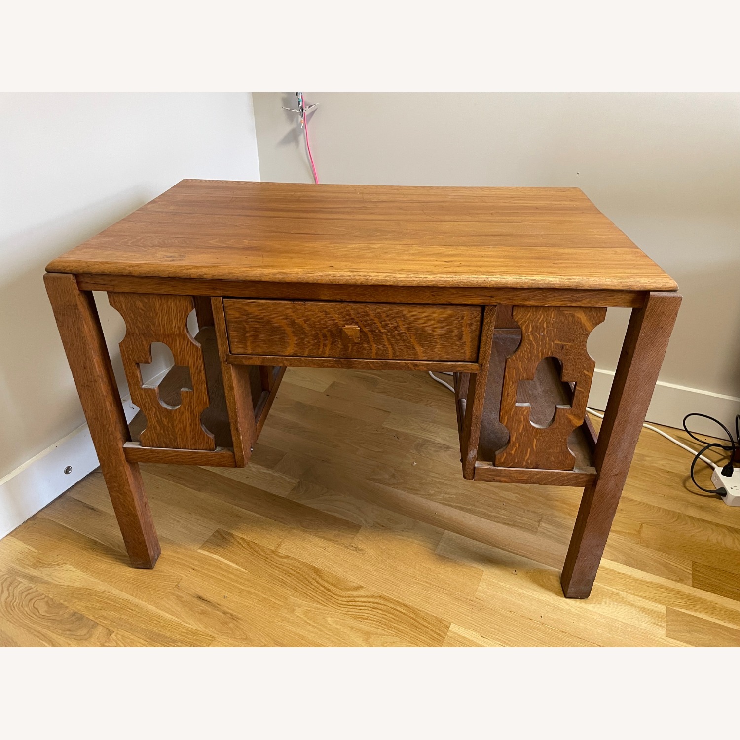 Antique Solid Oak Mission Desk or Library Table - image-1