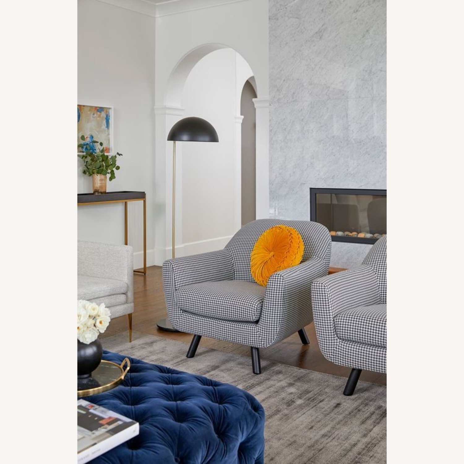 Gabriola 34" Lounge Chair B&W Houndstooth Pattern - image-6