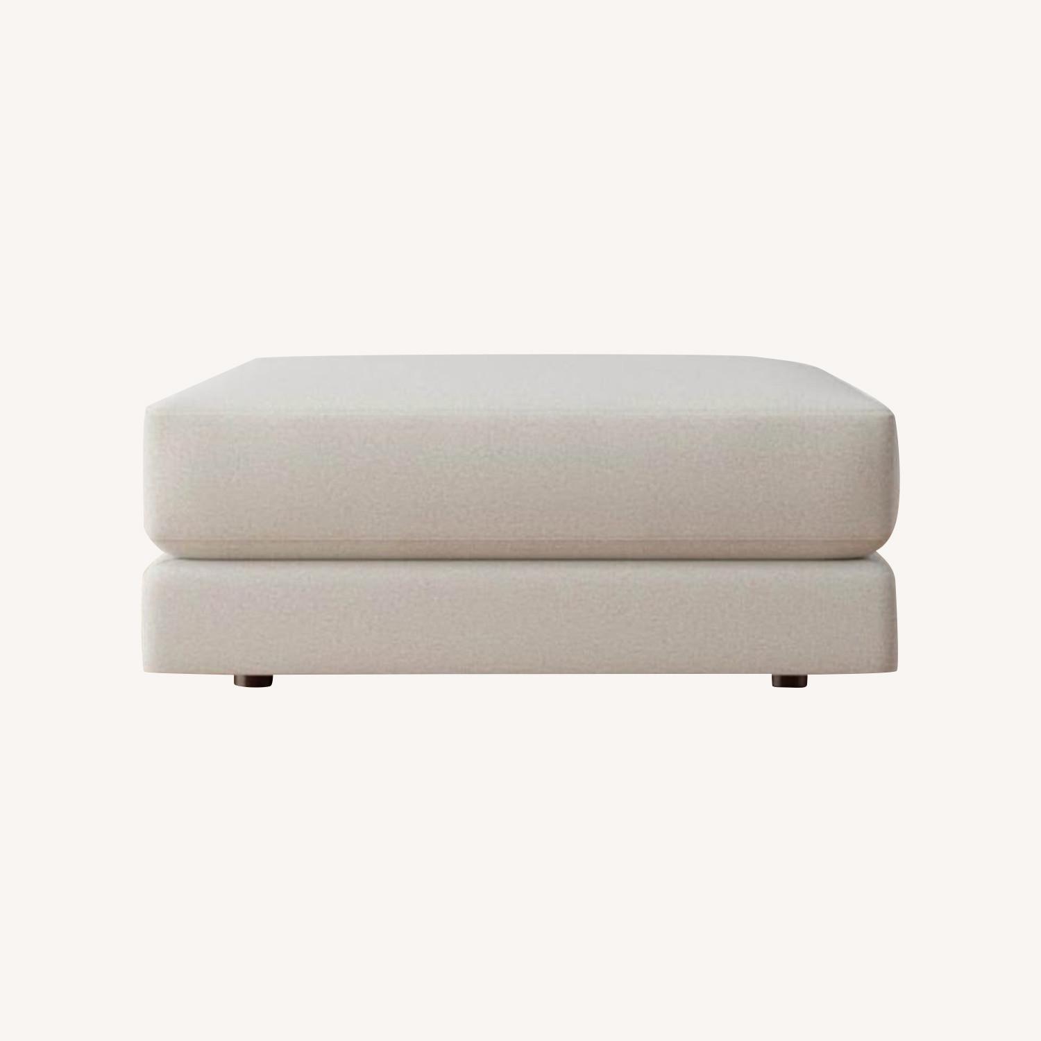 Pottery Barn Carmel Light Gray Velvet Ottoman - image-0