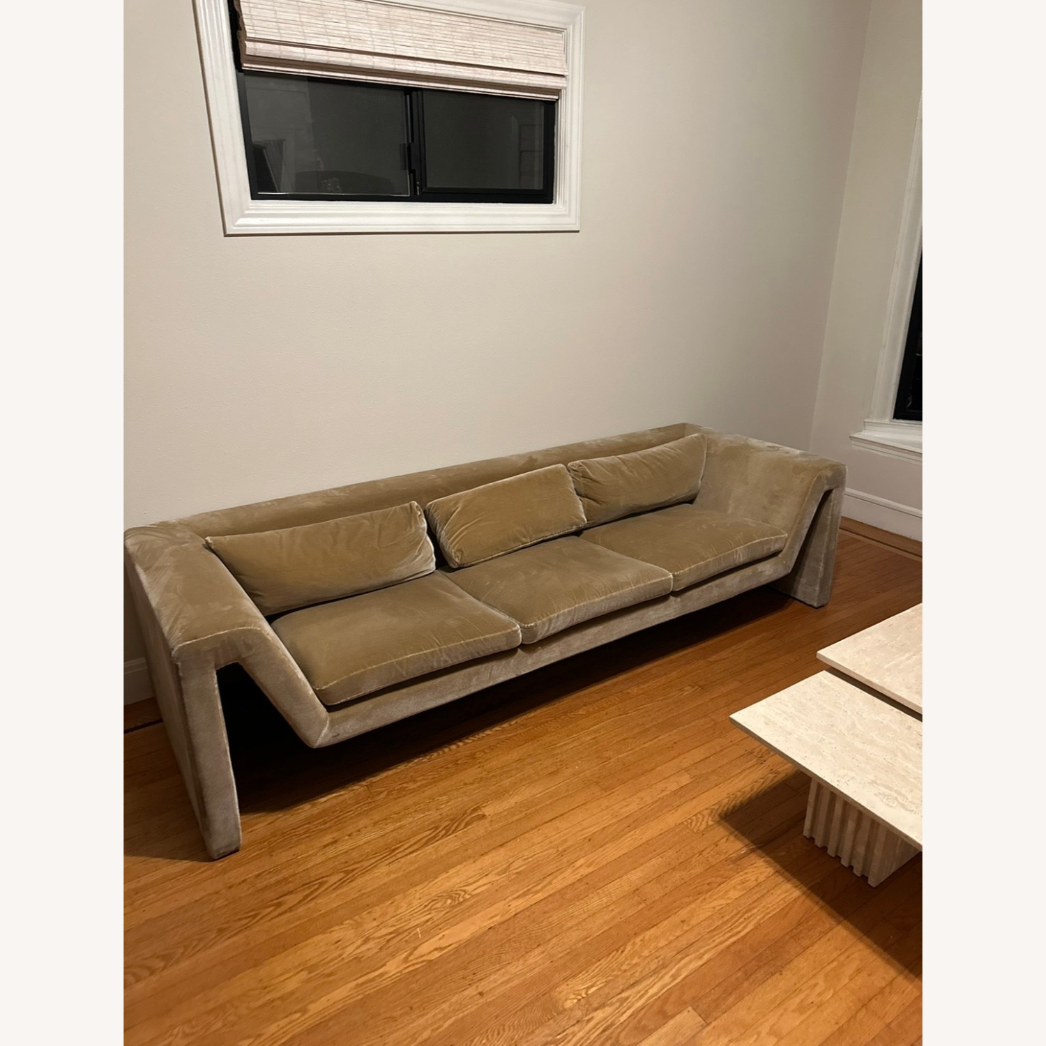 CB2 Perimeter Camel Sofa Faux Mohair Fbric - image-5