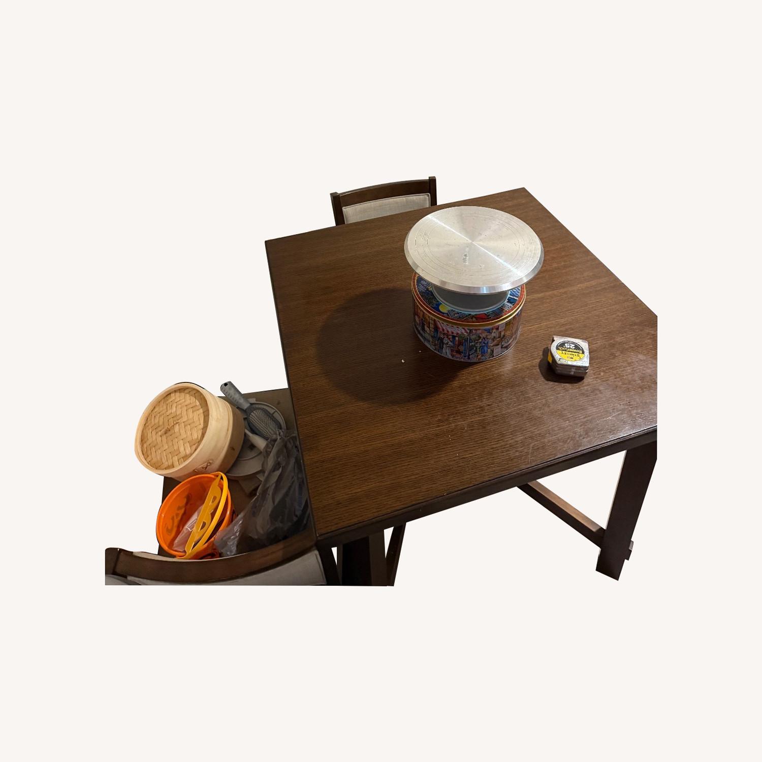 Dark Brown Wood Dining Set - image-0