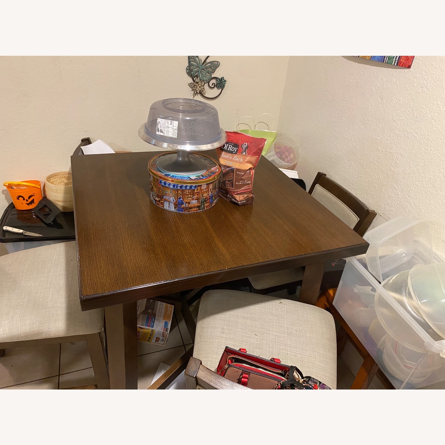 Dark Brown Wood Dining Set - image-4