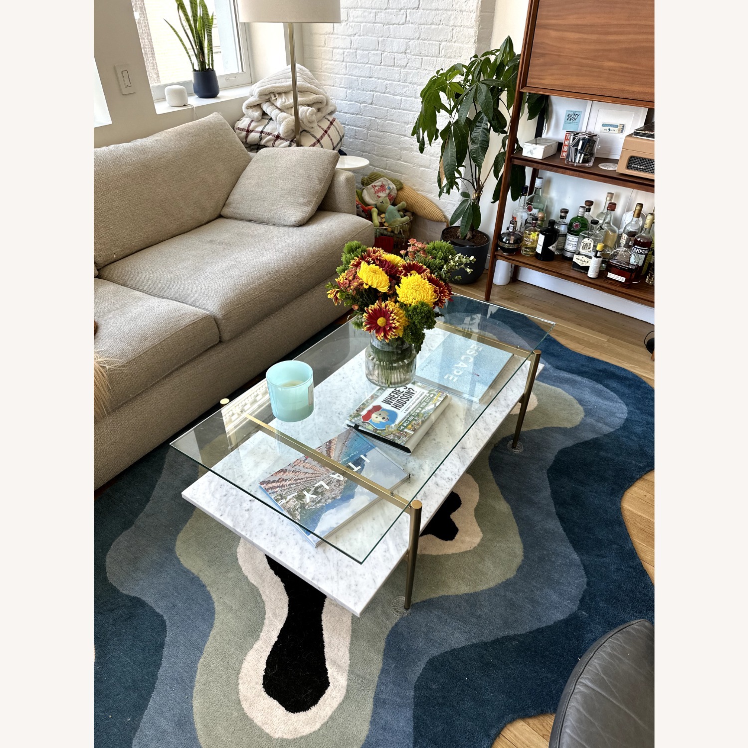 West Elm Mid-Century Art Display Marble Coffee Table - image-2