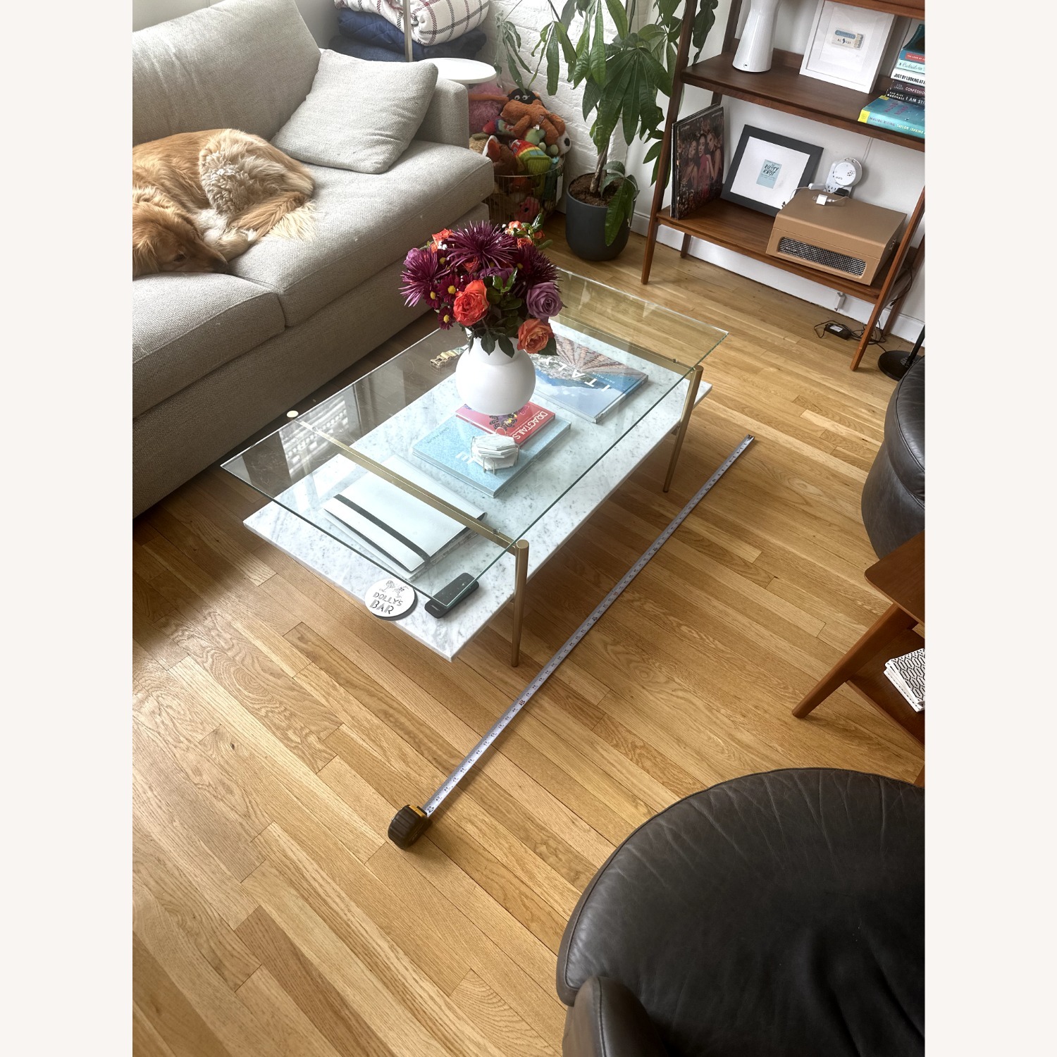 West Elm Mid-Century Art Display Marble Coffee Table - image-1