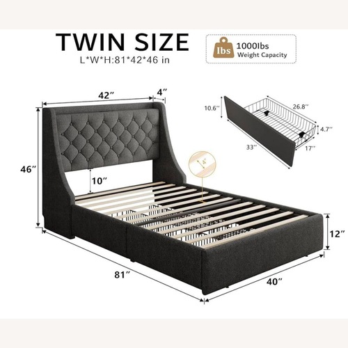 Used Dark Gray Fabric Full Bed for sale on AptDeco