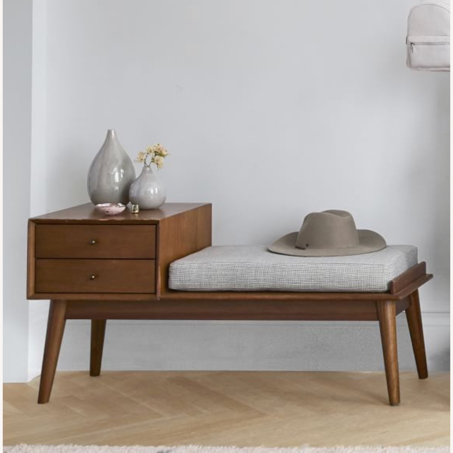 Mid-Century Storage Bench - Acorn - AptDeco