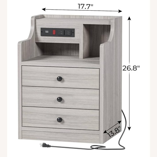Used Light Gray Wood Nightstand for sale on AptDeco