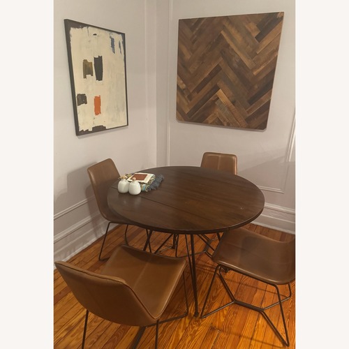 Used Dark Woord/Iron/Leadther Dining Set  for sale on AptDeco