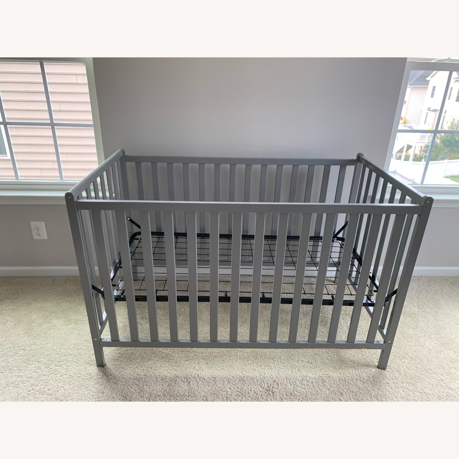 Light Gray Wood Crib - image-4
