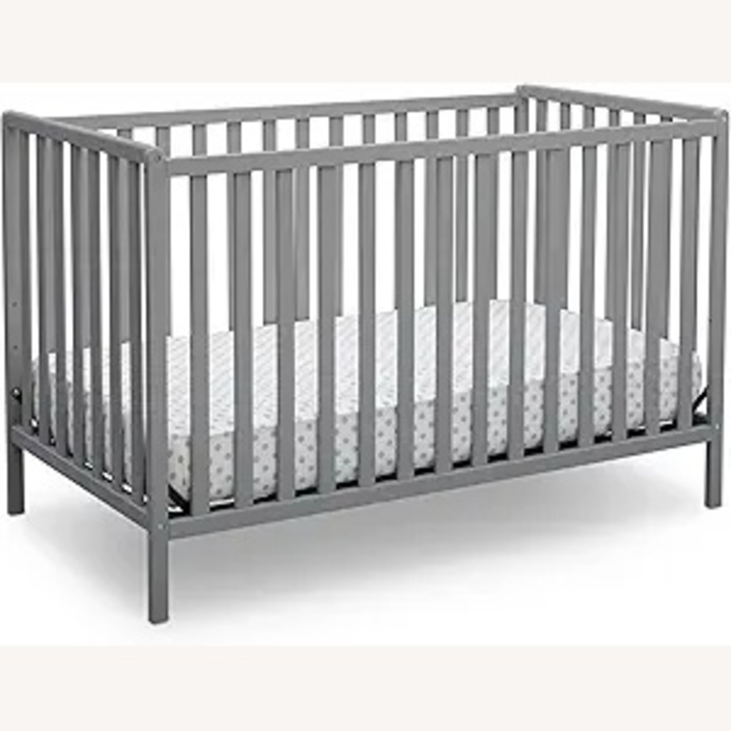 Light Gray Wood Crib - image-0