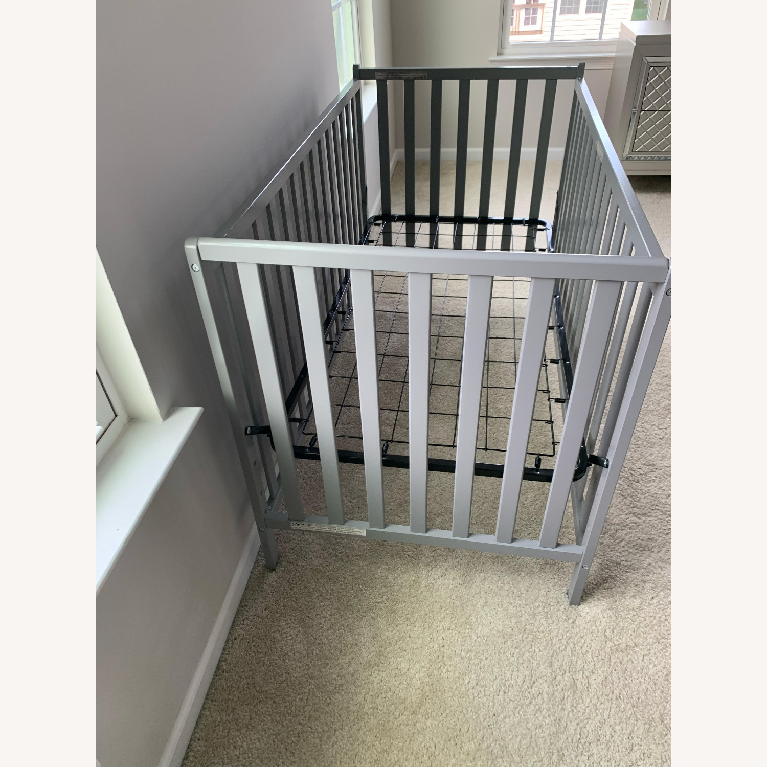 Light Gray Wood Crib - image-3