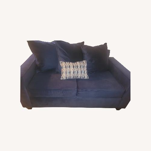 Used Blue Suede Loveseat for sale on AptDeco
