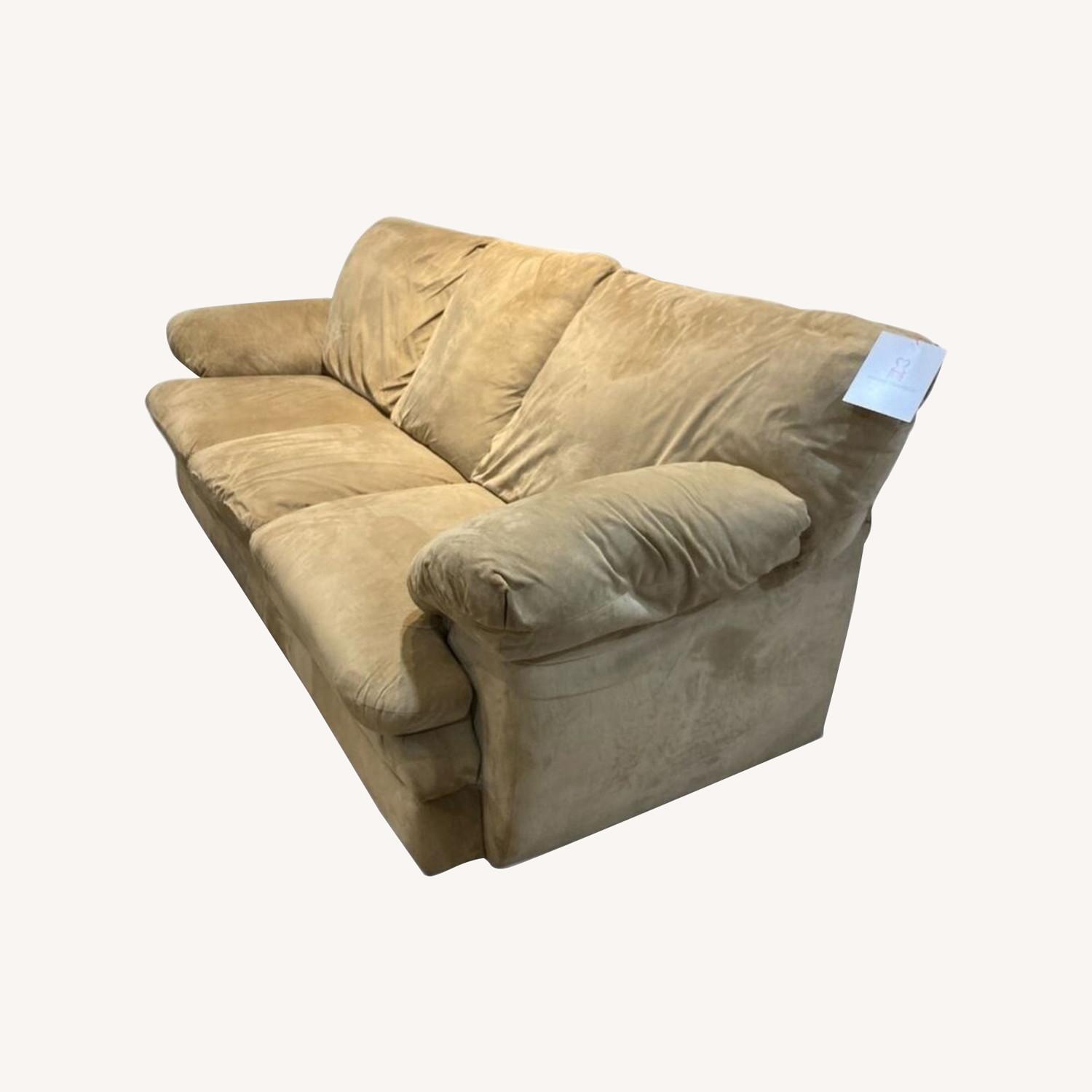 3-Seat Soft Microfiber Sofa Tan - image-0