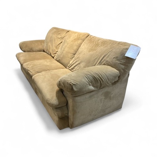 Used 3-Seat Soft Microfiber Sofa Tan for sale on AptDeco